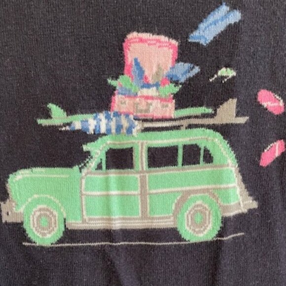 TALBOTS Spring Vacation Car & Luggage Navy Print 3/4 Sleeve Sweater - Picture 11 of 16